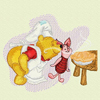 Winnie Pooh and piglet cook machine embroidery design